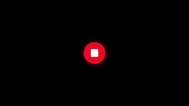 Stop Control Button Animation &ndash; Modern UI Element on Transparent Background in 4K ,Recording stop Button, live recording indicator motion graphics with Alpha Channel