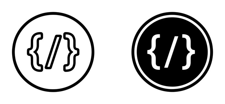 Coding Braces Icon Set, Programming Syntax Symbols, Web Development Concepts, Software Engineering Icons, Digital Technology Graphics