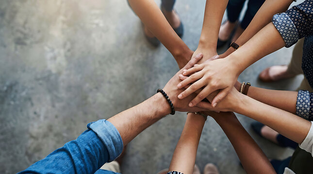 Diverse Business Team Putting Their Hands Together for Collaboration and Unity