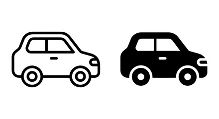 Obraz premium Compact Car Icons, Vehicle Outline and Silhouette, Transportation Symbols