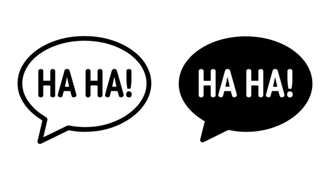 Laughing Speech Bubbles, HA HA Text, Comedy Icons, Humor Vector Graphics, Funny Communication Symbols