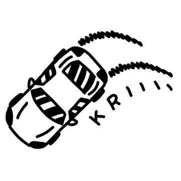 Edgy drifting car in motion, bold sketch style, dynamic drift race design