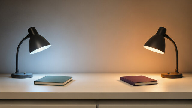 Deux lampes de bureau illustrant le travail asynchrone