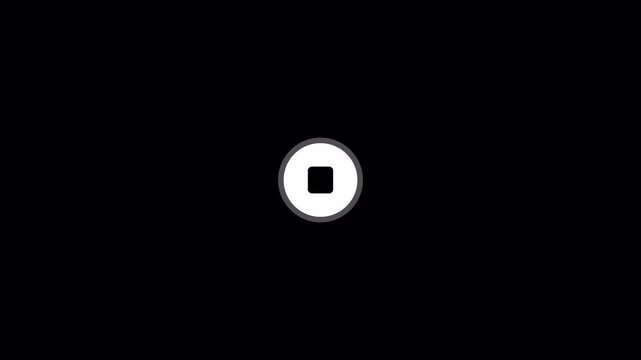 Stop Control Button Animation &ndash; Modern UI Element on Transparent Background in 4K ,Recording stop Button, live recording indicator motion graphics with Alpha Channel