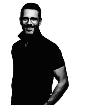 Serious man with arms crossed posing confidently isolated on transparent background, illustration