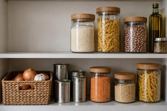 Basic Pantry Staples Stored for a Household Emergency