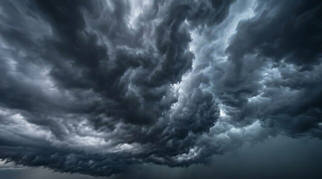 Dark storm clouds in heavy sky