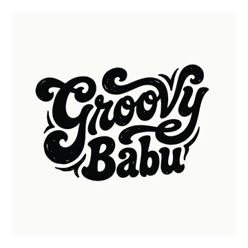 Groovy cursive text logo design featuring groovy babu in stylish black script font