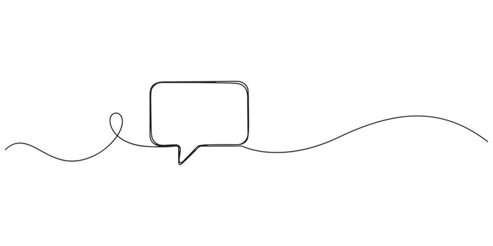 Continuous one line speech bubble art icon talk drawing conversation. Speech bubble  dialogue chat linear discussion doodle speak design idea vector outline illustration communicate cloud text single.