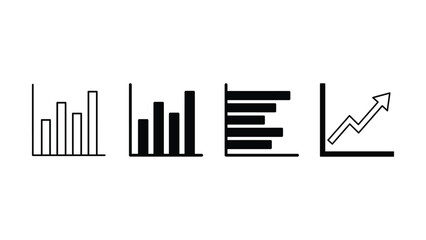 Obraz premium Set of four minimalist business graph icons for financial data analysis and report presentation