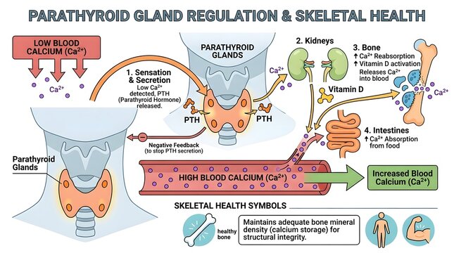 Parathyroid Gland Calcium Regulation Medical Infographic Vector