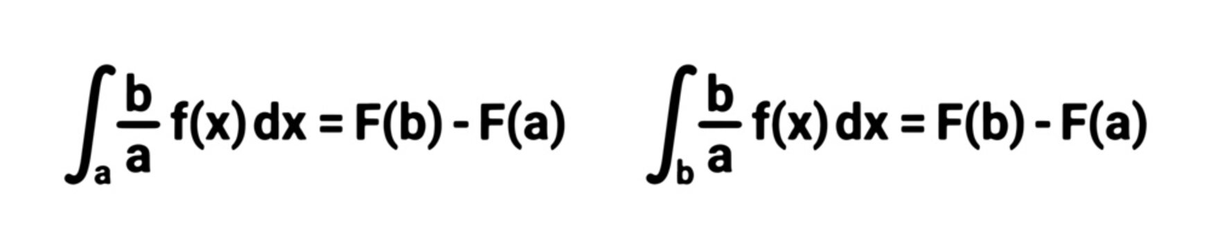 Calculus Integration Formula, Definite Integral Equation, Fundamental Theorem of Calculus, Mathematics Education Vector Art