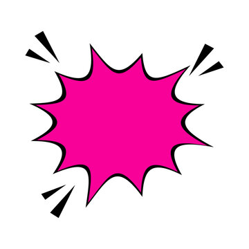 Bright pink burst shape with black outline and emanating lines, dynamic comic explosion graphic for emphasizing impact, action, or sales.