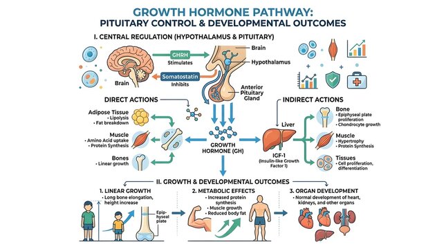Growth Hormone Pathway Diagram Showing Human Endocrine System