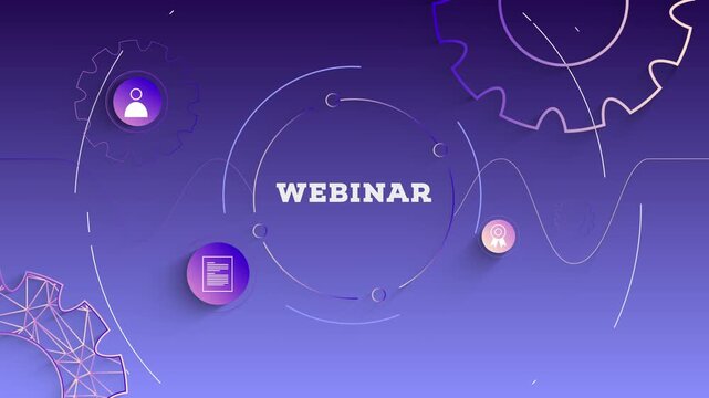 Infographic Webinar Typography with Business Icons, Tech Elements Abstract Background