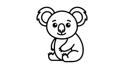 Fototapeta premium Cute cartoon koala sitting line art vector illustration