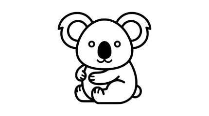 Obraz premium Cute koala line art icon sitting in minimalist outline style