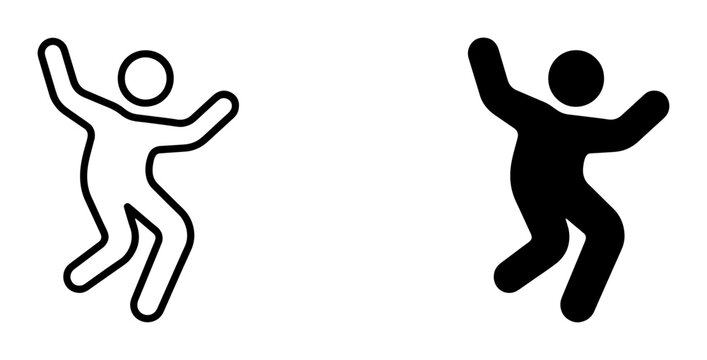 Joyful Celebration Icons, Dynamic Human Figures, Expressive Silhouette, Energetic Motion, Black and White Vector Graphics for Success and Happiness