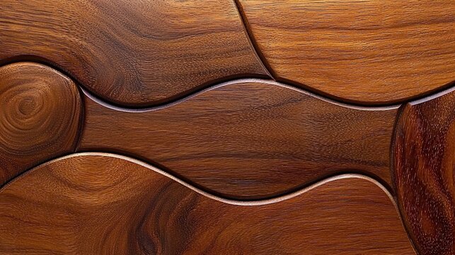 Abstract brown wood paneling with organic shapes.