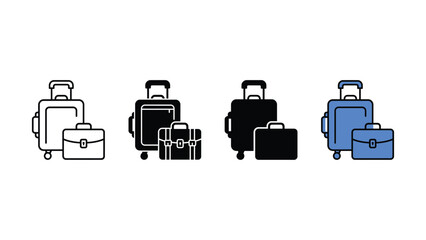 Set of four different luggage icons showing suitcases and briefcases for travel and business trip themes © abdur