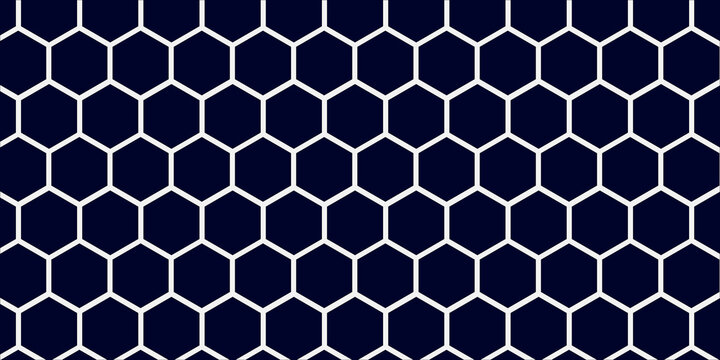 White Hexagon Mesh on Navy Blue