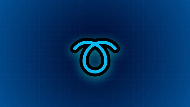 Abstract blue logo design with glowing neon effect on dark background