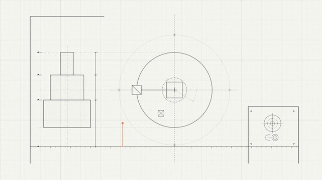 Engineering Schematic of Rotating Component on Grid