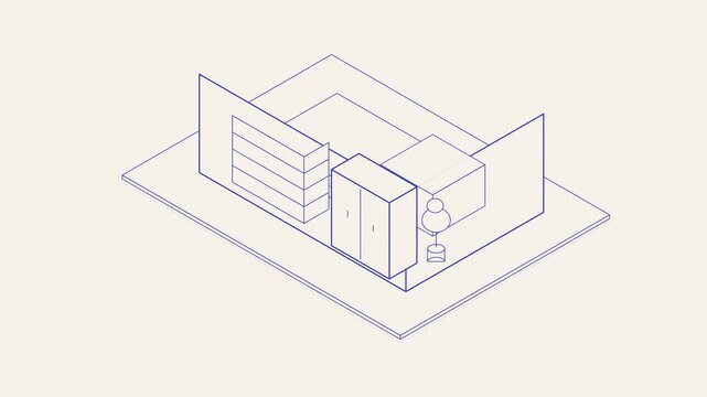 Isometric residential interior furniture arrangement plan