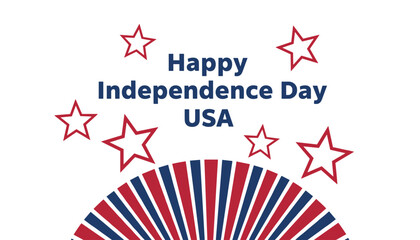 Obraz premium Independence Day USA holiday greeting card template design with red stars and blue striped decorative elements.