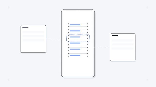 Smartphone software dashboard with list and information links