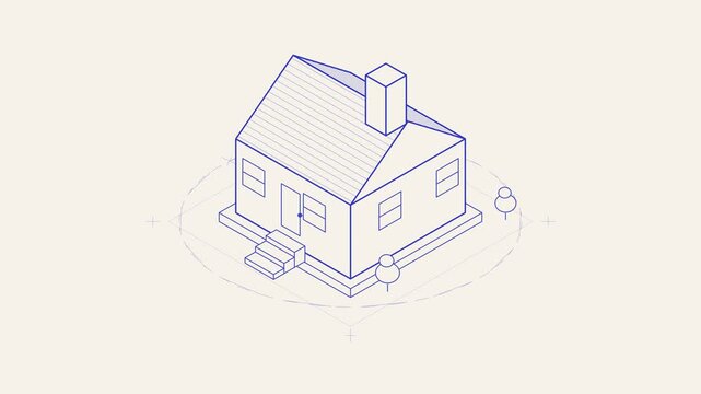 Isometric residential frame construction sketch