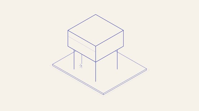 Isometric architectural pillar and base support schematic