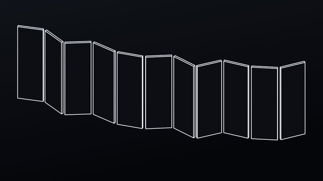 Modular accordion room divider technical line drawing