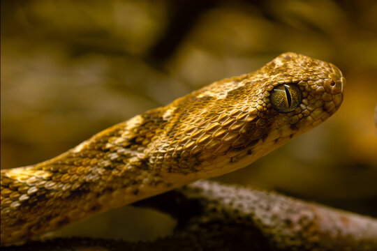 Echis pyramidum, known as the Northeast African carpet viper or Egyptian saw-scaled vipera portrait of a highly venomous snake.