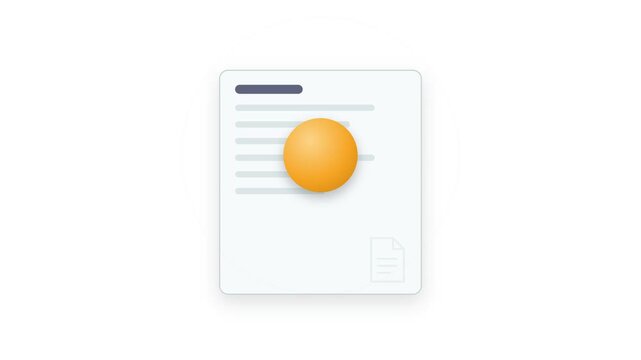 Animated document icon with bouncing sphere