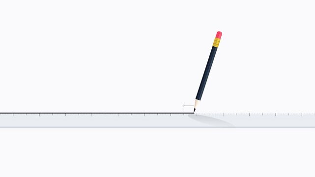 Drafting straight line with graphite pencil and ruler