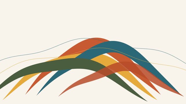 Multicolor curved layers in rhythmic motion
