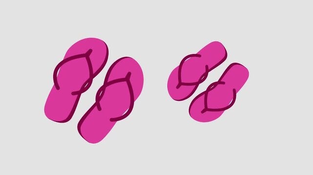 4K resolution 2D animation with a summer and beach theme, featuring pink flip-flops against a white background.