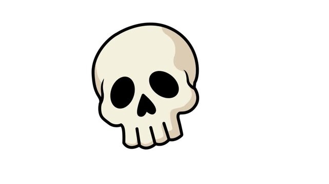 High quality skull icon animation on a white background, 4K Halloween themed motion graphics.