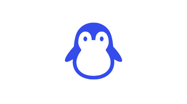 Minimalist blue penguin bird icon vector illustration