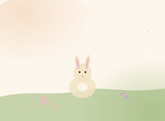 Fototapeta premium Little Rabbit in the Wildflower Meadow — Watercolor Illustration