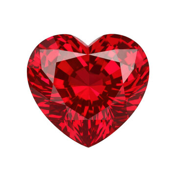 Vibrant red heart-shaped gemstone radiating warmth