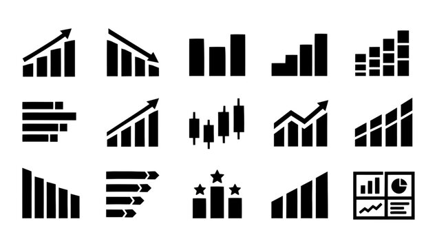 Business Growth Financial Chart and Data Analysis Icon Set
