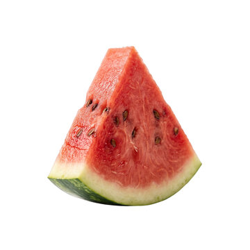 Fresh triangular slice of juicy red watermelon with seeds fruit slice triangle slice summer fruit refreshing fruit sweet snack organic food raw food vegan food wedged fruit as cut out PNG