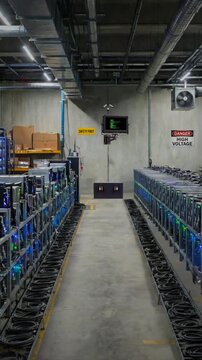 Bitcoin mining operation interior