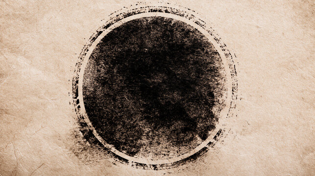 Vintage Style Black Round Seal on Aged Paper Texture