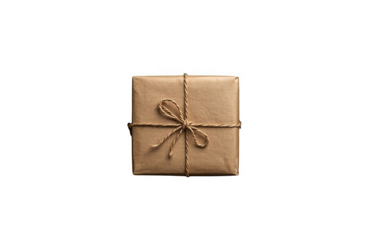 Kraft Paper Wrapped Gift Box with Twine Bow
