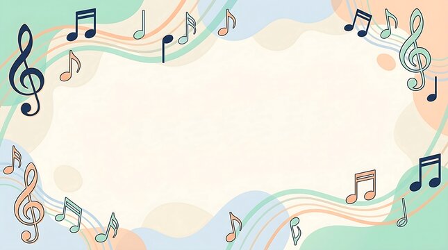 Musical notes dance elegantly across the shimmering sky.