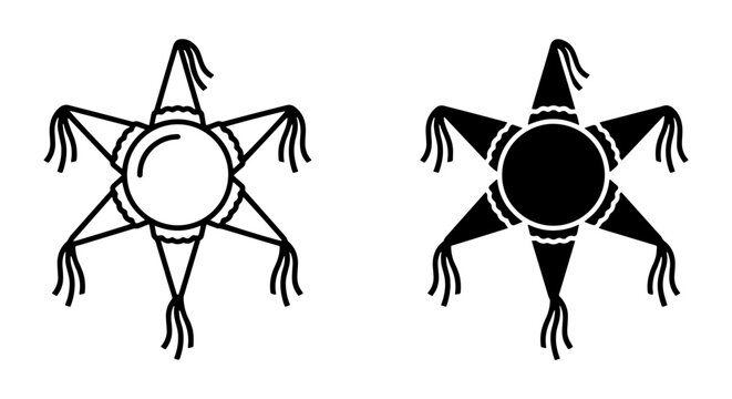 Star Pinata Icons, Festive Celebration Vector Graphics, Traditional Party Game Symbols