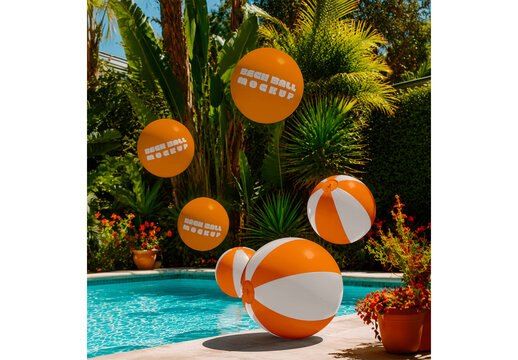 Swimming Pool with Inflatable Beach Balls Mockup